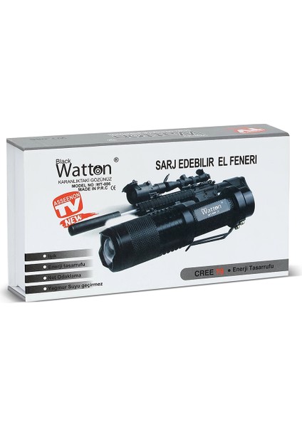 Orjinal 800 Lümen T6 Şarjlı El Feneri WT-086 modelleri