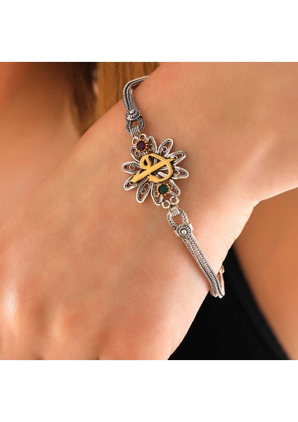 925 Ayar Gümüş Elif Vav Otantik Kadın Bileklik T7994 (972972)
