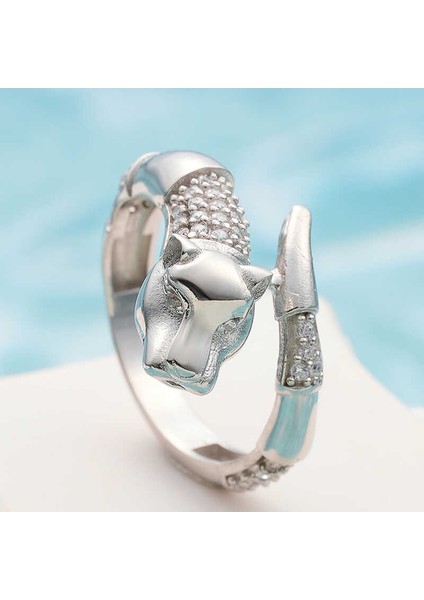 ​925 Ayar Gümüş Ayarlanabilen Kaplan Figürlü Kadın Yüzük T8041 (972972)