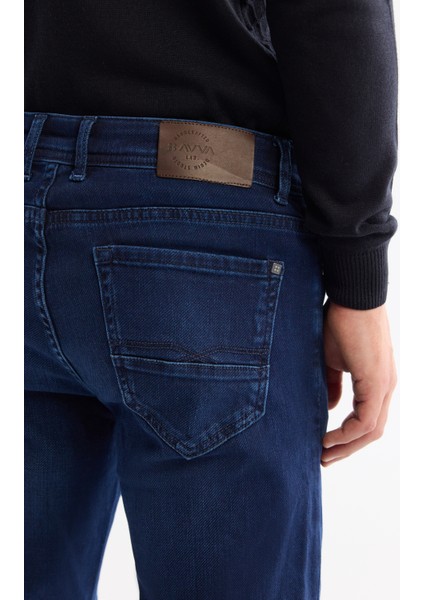 Erkek İndigo Eskitme Yıkama Esnek Berlin Slim Fit Jean Pantolon B003521