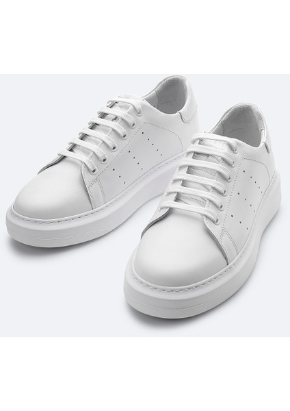 Erkek Beyaz %100 Deri Esnek Taban Hafif Casual Ayakkabı B008000