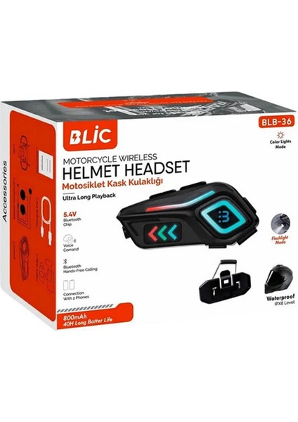 Motor Kask Kulaklık Rgb Modlu Motosiklet Kulaklık Su Geçirmez 5.4 Bluetooth Intercom BLB_36 modelleri
