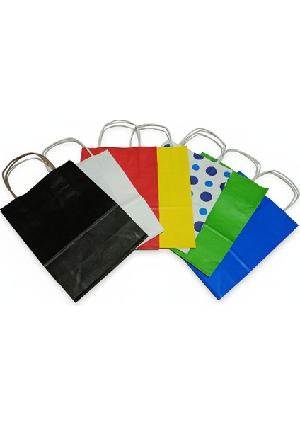 Renkli Desenli Karton Çanta 28 Adet (Her Renkten 4 Adet)