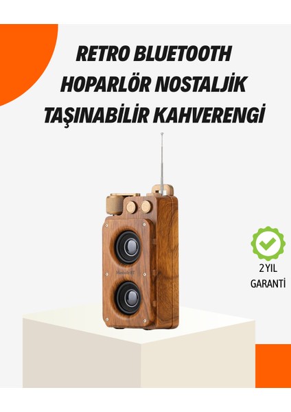 Ahşap Tarzı Kablosuz Hoparlör 5W Güçlü Bass Tf USB Aux - MK001R-4O81C9