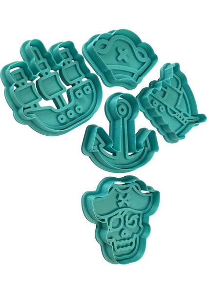 5'li Korsan Gemileri ve Çapa Kurabiye Kalıbı Seti | Denizci Temalı Parti | Şeker Hamuru, Kil Şekillendirici fiyatları