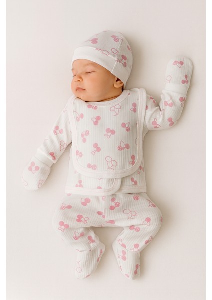%100 Pamuklu 5 Parça Hastane Çıkışı Seti – Bebek Zıbın Takımı, Şapka, Önlük, Eldiven fiyatları