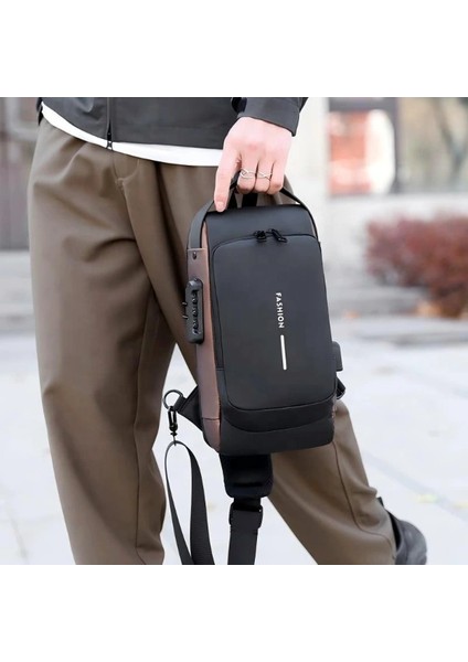 Powerbank Destekli Erkek Ön Göğüs Çantası