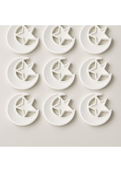 10 Adet Ay Yıldız Alçı Dekoratif Obje – Boyanabilir Hobi Ürünü