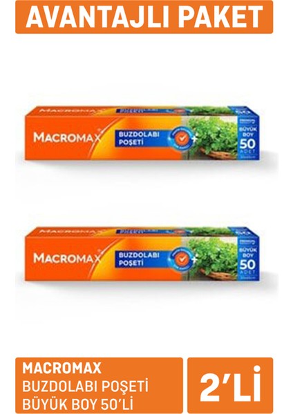 Macromax Buzdolabı Poşeti Büyük Boy 2 x 50'li 4 Adet