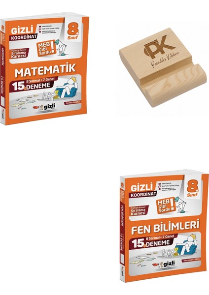 Gizli Lgs 8. Sınıf Koordinat Matematik ve Fen Bilimleri 8 Sarmal 7 Genel 15LI Deneme + Telefon Standı