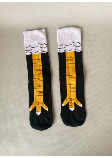 Tavuk Ayağı Desenli Unisex Soket Çorap (1 Çift) – Premium Kalite Eğlenceli Çorap fırsatları