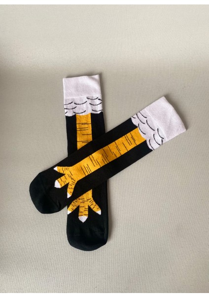 Tavuk Ayağı Desenli Unisex Soket Çorap (1 Çift) – Premium Kalite Eğlenceli Çorap indirimleri