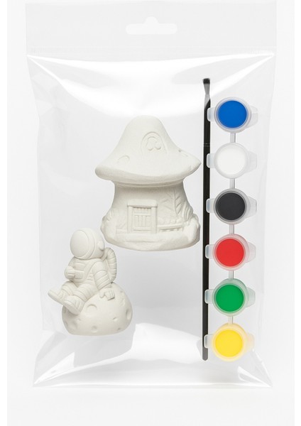 Astronot & Mantar Ev Alçı Boyama Seti – 2 Figür + 6 Renk Boya + Fırça – Hobi Etkinlik Seti fiyatları