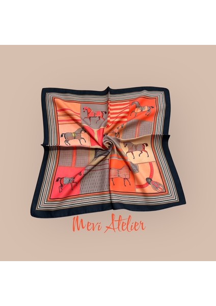 At Desenli Renkli Fular 50 x 50