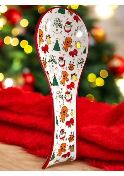 Yılbaşı Temalı 2 Adet Beyaz Kaşıklık Seti, Şık ve Kullanışlı Mutfak Gereçleri