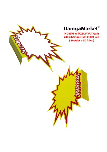 Market Raf Önü Indirim ve Özel Yıldız Karton Etiketi 13,5 cm x 20 cm (50 + 50 Set) fırsatları