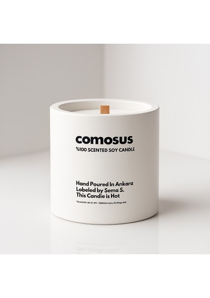 : Comosus : Modern Beyaz Beton Mum (Ananas, Vanilya, Sandal, Karamel)