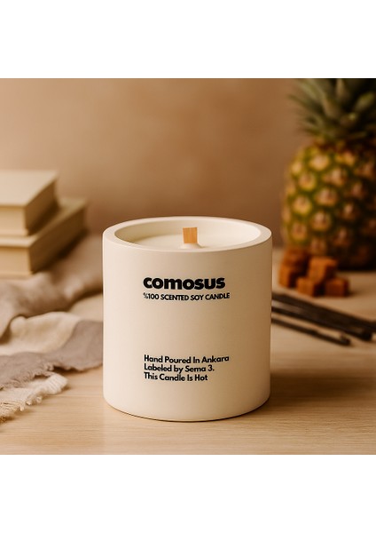 : Comosus : Modern Beyaz Beton Mum (Ananas, Vanilya, Sandal, Karamel) fiyatları