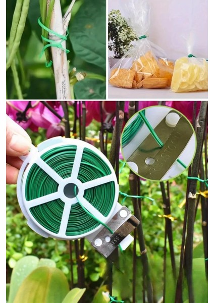 50 Metre Kendiliğinden Kesici Bıçaklı Bitki Saksı Kablo Sabitleme Teli