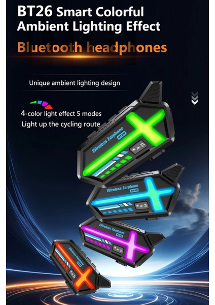 Bfs BT26 Motosiklet Kask Kulaklık Bluetooth Rgb Işıklı 2 Eşleşme Özellikli 1000 Mah Intercom modelleri