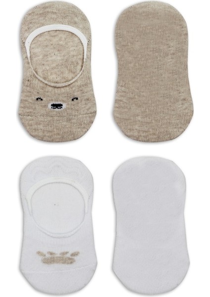 Nessiworld 2'li Babet Cute Face Penye Çorap BS30103 Bej Beyaz fırsatları