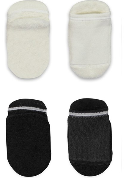 Nessiworld 2'li Altı Havlu Sneakers Kaymaz Çorap 20501 Siyah Ekru modelleri