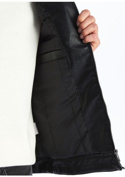 Yeni Sezon Slim Fit Erkek Deri Görünümlü Ceket fırsatları