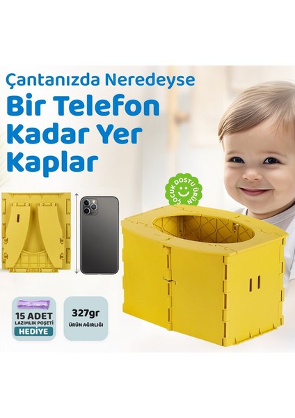 Lazımlık, Portatif Seyahat Tipi Katlanabilir Taşınabilir Çocuk Tuvaleti, Sarı