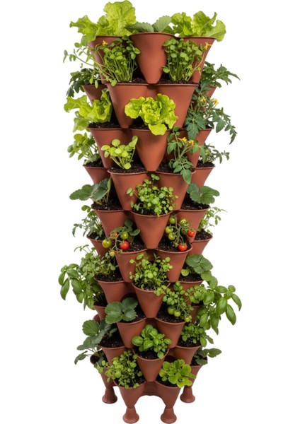 Yediveren Sabit - 10 Katlı Toprak Katlı Kule Saksı