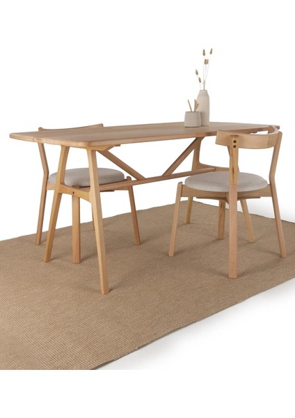 6 Kişilik Slim Masif Kayın Ahşap Masa - 160X80