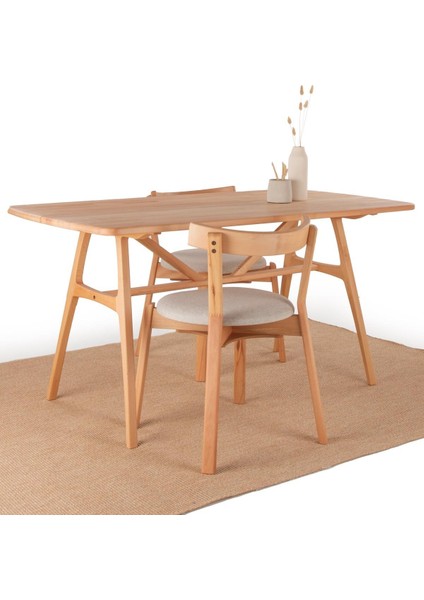 6 Kişilik Slim Masif Kayın Ahşap Masa - 160X80