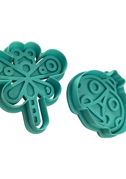 Doğa Dostları Ikili Kurabiye Kalıbı Seti | Yusufçuk ve Uğur Böceği | Bahçe Partisi | Şeker Hamuru,kil Şekillendirici