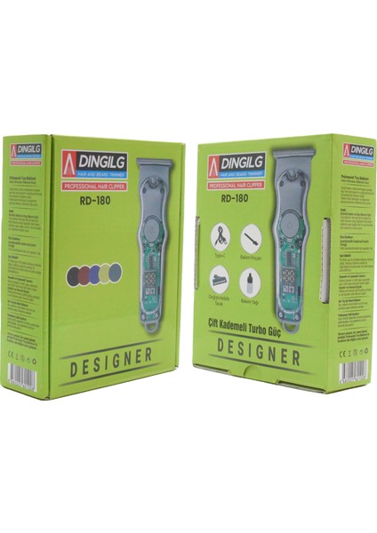 RD-180 Kırmızı Turbo Şarjlı Kademeli Saç Sakal Tıraş Makinesi Erkek Kişisel Bakım fırsatları