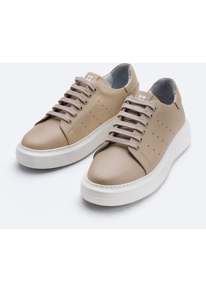 Erkek Bej %100 Deri Esnek Taban Hafif Casual Ayakkabı B008000