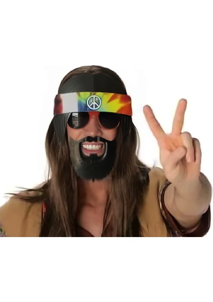 Siyah Saçlı Bandana Hippi Parti Gözlüğü modelleri