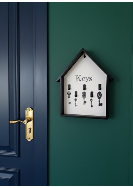 Ahşap Anahtarlık Ev Şekilli 5 Li Askılık