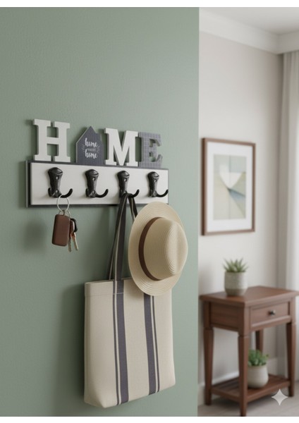 Ahşap Askılık Yazılı Hol Mutfak Kıyafet Fincan Askılığı