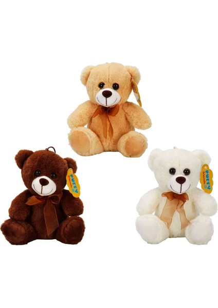 0998 Sun-Jhn-Pff-Sk Peluş Ayı Oturan Kurdeleli 21CM 2r