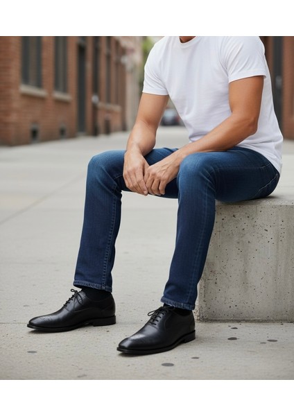 Özel Üretim El Işçiliği Iç Dış Deri Erkek Ayakkabı