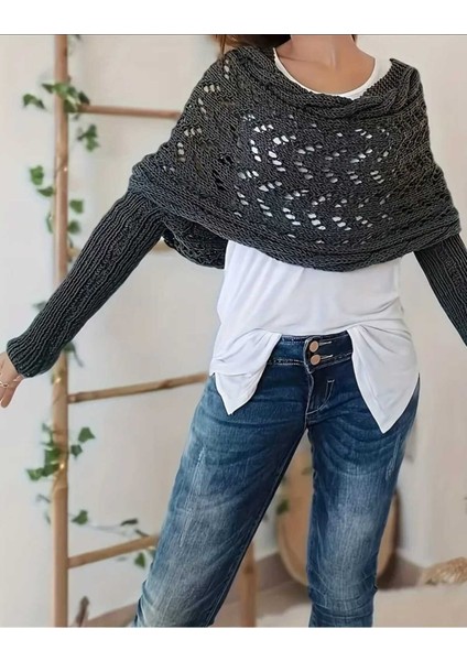 Örgü Kollu Şal-Bolero ( BC-1235 )