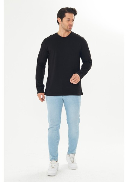 Erkek Pamuklu V Yaka Uzun Kollu Tişört Siyah 5021-S fiyatları