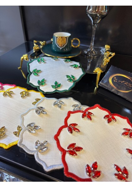 6'lı Taşlı Sunum Peçetesi, Renkli Kokteyl Peçetesi fiyatları