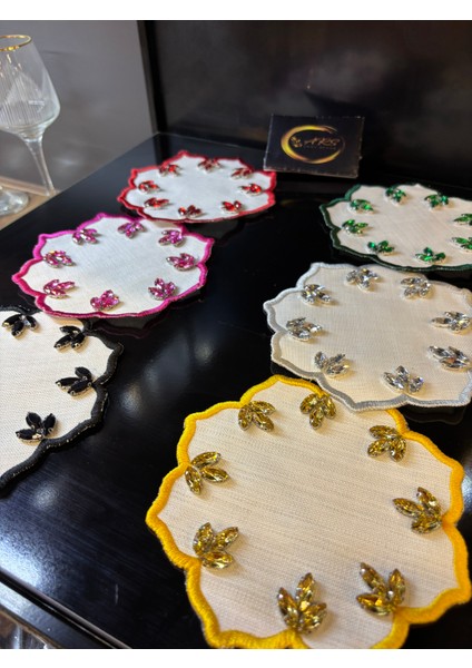 6'lı Taşlı Sunum Peçetesi, Renkli Kokteyl Peçetesi modelleri