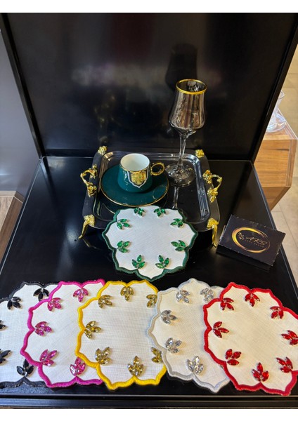 6'lı Taşlı Sunum Peçetesi, Renkli Kokteyl Peçetesi indirimleri