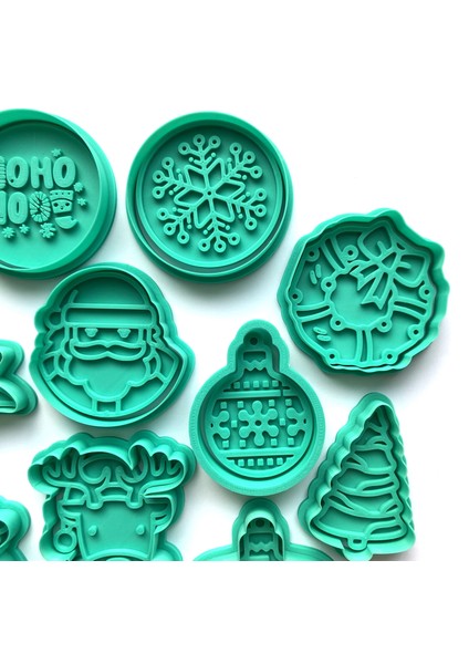 Yeni Yıl Özel 12 Parça Kurabiye Kalıbı Seti | Noel Karakter ve Süslemeleri | Şeker Hamuru ve Kil Şekillendirici indirimleri