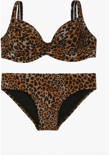 Kadın Leopar Desenli Destekli Bikini TAKIMI-1192 modelleri