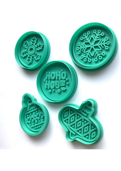 Desenli Yeni Yıl, Noel Figürleri 5 Parça Kurabiye Kalıbı Seti | Baklava, Kar, Yazı Desenli | Şeker Hamuru ve Kil Şekillendirici fiyatları