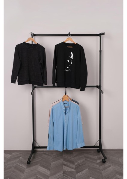 Çift Katlı Tek Taraflı 6 Bastonlu Siyah Askılık modelleri