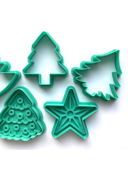 Yeni Yıl Çam Ağacı ve Yıldız Temalı 5 Parça Kurabiye Kalıbı Seti | Yılbaşı Süslemeleri | Şeker Hamuru ve Kil Şekillendirici indirimleri