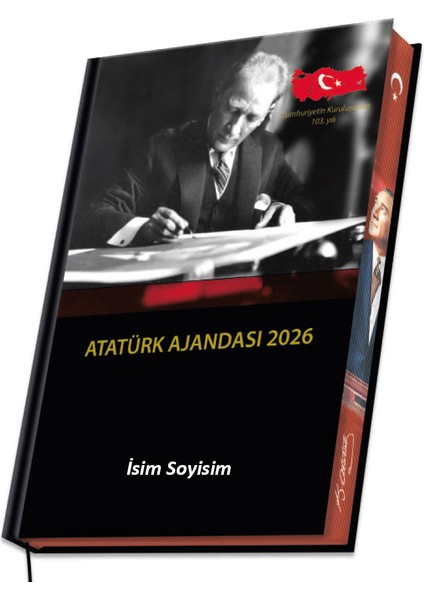 Kişiye Özel Isim Baskılı, Özel Tasarım Atatürk Ajandası 2026 Kenar Boyalı ve Kalem Seti, Vıp Hediye Kutulu fiyatları